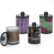 1/2/3/4pcs Qtip Stand Dresser Storage Jar For Round Ball Dental Floss, 10oz Clear Plastic Medicine B