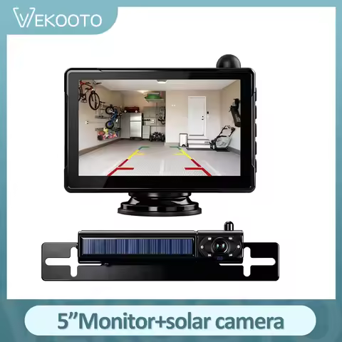 Solar Wireless Backup Camera Kit with 5 inch 1080P Display 5000mAh Battery 2 Minute DIY Installation