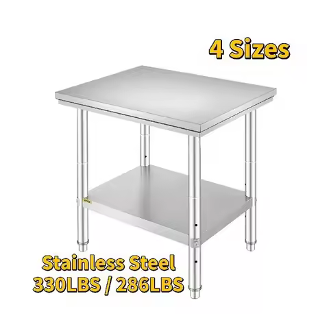 SucceBuy Stainless Steel Kitchen Work Bench Commercial Catering Table Worktable w/Undershelf 330LBS 