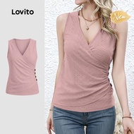 (New Arrival) Lovito Casual Top Asymmetrical Ruffle Hem Spring/summer Pink Top for Women TKK8P1D924 