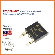 FQD2N60C FQD 2N60C 600V 1.9A N-channel MOSFET TO-252 SMD