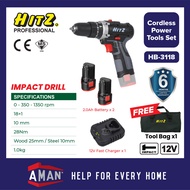 HITZ 12V Impact Drill Cordless Rechargeable Electric Screwdriver Cordless Drill Power Tool SIRIM Gerudi Impak