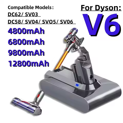 2026 Latest V6 21.6V 12.8Ah for Dyson Hoover Rechargeable Lithium Battery DC58 DC59 DC61 DC62 SV09 S