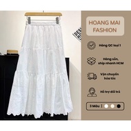 [READY SG] - LONG SKIRT WITH SMALL CHrysanthemum Embroidery - QC TYPE 1 - FREESIZE <68kg - LENGTH 83