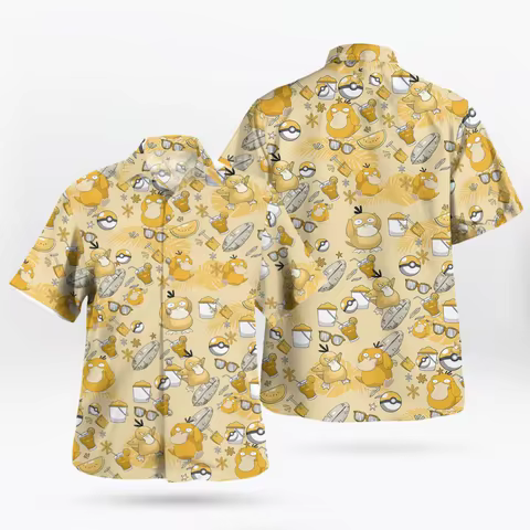 Pokemon Psyduck Summer Mood Hawaiian Shirt Pokemon Fans Gift Summer Sports Leisure Men's T-Shirt Kid