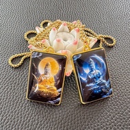 Sunshine Bodhisattva Necklace Gold Double-Sided Sunshine Moonlight Bodhisattva Pendant Men Women All