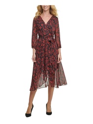 Tommy Hilfiger Womens Almeria Floral Calf Midi Dress