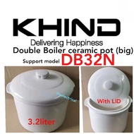 KHIND DB32N Double Boiler Ceramic Big Pot & LID 3.2L