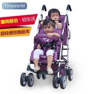 TinyworldTwin Stroller Double Baby Stroller Lightweight Foldable Reclinable Twin Stroller Twin Stroller Double-Sized Children Trolley