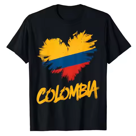 Colombia Heart Flag T-Shirt Colombian Heritage Proudly Graphic Tee Top Short Sleeve Blouses Gifts Co