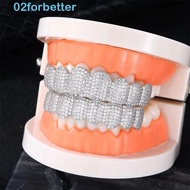 FORBETTER Teeth Grillz Set, Rhinestone Hip Hop Hiphop Teeth Grillz, Punk Jewelry Zircon Removable De