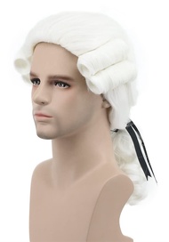 Judge Colonial Wig Man Long Wave White Wig Washington Halloween Costume Cosplay Wig