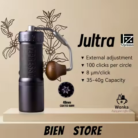 1Zpresso J-Ultra Manual Espresso Grinder | 8-Micron Precision Micro-Adjustment | 48mm Titanium Coate