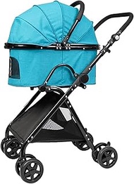 Folding Lightweight Travel Pet Stroller with 4 Wheels Multi-directional Ventilation Inlet and Outlet
