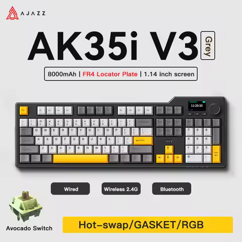 NEW Ajazz AK35I V3 MAX Tri-mode Wired Bluetooth Wireless Gaming Keyboard Gasket Full Key Hot Swap 10