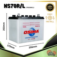 OSIMA NS70 NS70L NS70R 75D26L 75D26R Wet Car Battery | Bateri Kereta | Proton Waja Wira Iswara Toyot