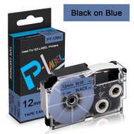 Comaptible Casio Label It Tape XR-12BU XR12BU 12mm 1/2'' Black on Blue Labeling Makers Tape Cassette
