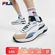 FILA 斐乐官方男鞋PIONIERE摩登运动鞋2024夏季新款休闲鞋跑步鞋 明亮白/米黄色-BB 42