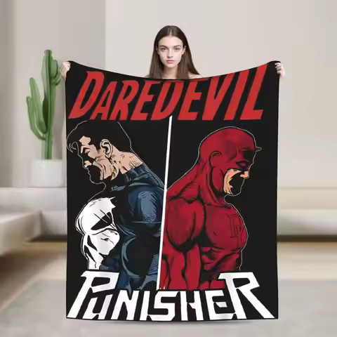 Daredevil The Punisher Only One Way Graphic Blanket Plush Funny Warm Throw Blanket for Bedding Loung