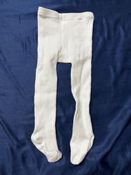 二手 少穿 女寶寶秋冬坑條褲襪 白色褲標95cm 版小很多 約60-70cm 圖2處有小汙