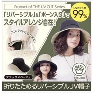 Uv CUT UV PROTECTION Hat Japan Black and Beige Reversible Hat