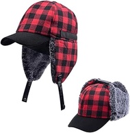 Tweed Winter Warm Plaid Trapper Hat for Men Ear Buffalo Elmer Fudd Baseball Bap Pilot Aviator Ski, L