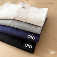Alo 3D Printed Logo T-Shirt Round Neck Embroidered Casual Brand Tee