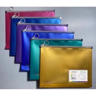 A4 / A5 / A6 Metalic / Pastel Color Zipper Beg With Name Card Slot