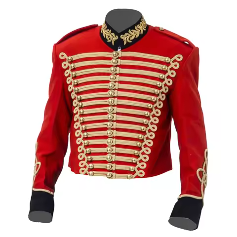 Adult Men Victorian Gothic Military Hussar Officers Cosplay Jacket Napoleon Red Military Uniform Jac