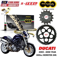 DUCATI 1000cc MONSTER S4R Full Set Regina SPORTBIKE Chain 525 ZRP Steel Sprocket Sets