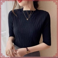 SA6770 -M'SIA Ready Stock Women Knitted Top Women Top 五分袖半高领针织衫