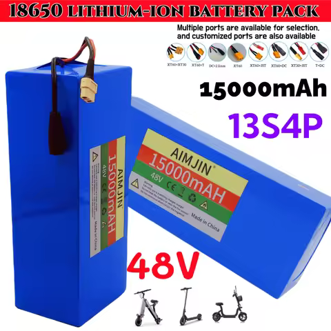 48V 15AH High Power 500W 13S4P Configuration 18650 Lithium Battery Scooter Batteries 54.6V 15000mAh 