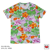 แตงโม (SUIKA) - เสื้อแตงโม เสื้อยืดคอกลม ลายพิมพ์ลายดอกไม้ ( P.O-155 )