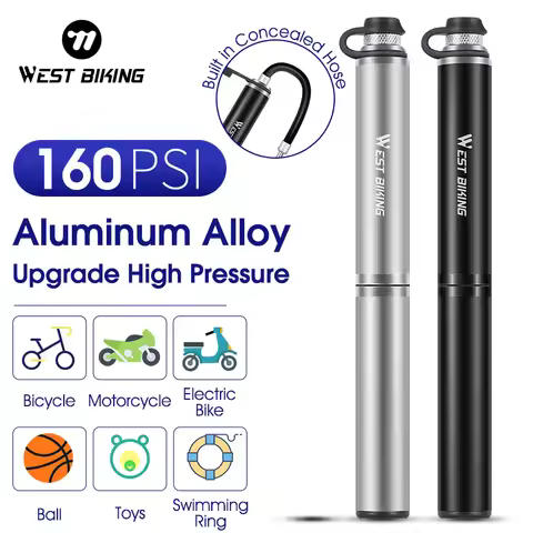 WEST BIKING Mini Bicycle Pump Portable Aluminum Bike Air Pump Schrader Presta Valve Tire Pump Cyclin