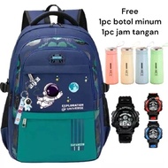 tas sekolah anak laki laki astronot tas sekolah anak SD SMP free jam gisok dan tambler untuk tas nya