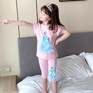 PRINCESS KELSI 2-9 ขวบ เสื้อยืดแขนสั้น พิมพ์ลายการ์ตูน  สําหรับเด็กผู้หญิง ชุดเจ้าหญิงเอลซ่า ชุด สีม