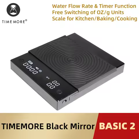 TIMEMORE Basic 2 Black Mirror Pour Over Coffee Scale flow rate display Auto Timer digit Kitchen Food