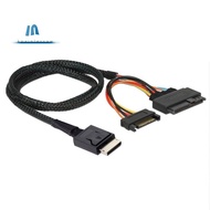 Gen 4 Oculink SFF-8611 4I to PCIe SFF-8639 U.2 NVMe with  15P Male Power Server Cable