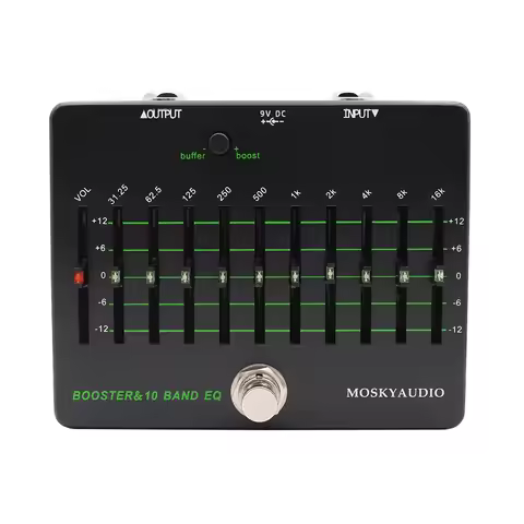 MOSKYAUDIO BOOSTER & 10 BAND EQ Guitar Bass Equalizer with Buffer and Fader