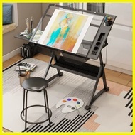 【hot sale】 Drawing table drafting table drafting table drafting glass table with extra side table d