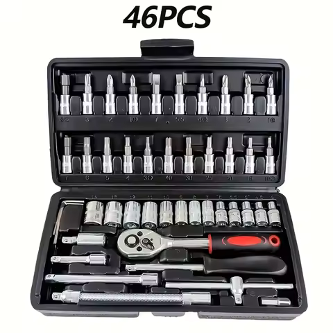 AIRAJ NEW Car Repair Tool Kit 46/53 Piece/Set Socket Set Car Repair Tool Ratchet Torque Repairing To