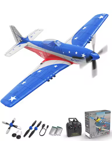Volantex RC Plane, P51D Mustang RTF RC Airplane,One-Key Aerobatic, Stable and Safe,Suitable for Outd