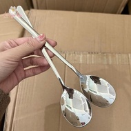 Luckybabys> Stainless Steel Big Head Round Spoon Net Red Golden Dinner Long Handle Stirring Dessert 