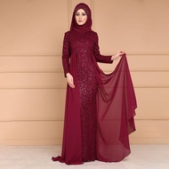 Plus Size  Muslimah Baju Raya Tutup Aurat Kurung Abaya Robe Prom Elegant Gown Dinner Evening Dress M