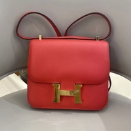 新‼️HERMES愛馬仕   A刻 番茄紅Mini Constance19康康 金扣