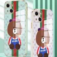Softcase Little Bear illustration for IPHONE 11 11PRO 11PROMAX 12 12MINI 12PRO 12PROMAX Electroplated Soft Shockproof Bumper Case Back Cover