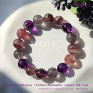 HOJB High Grade Brazilian Super Seven Crystal 6A Beads Bracelet 13.5mm 聚寶軒优质巴西超七水晶6A圆珠手串13.5mm
