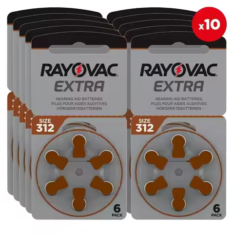 Hearing Aid Batteries A312 312A ZA312 312 PR41 RAYOVAC EXTRA 60 PCS Zinc Air Performance Hearing Aid