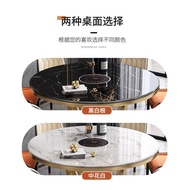 Marble Dining-Table Stone Plate Dining Table round Modern Simple Home Italian Light Luxury Dining Table with Induction Cooker with Turntable