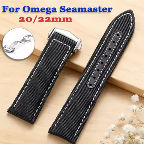 Compatible with Omega Speedmaster Snoopy 310 311, For New Seamaster 231, AT150 - Nylon Genuine Leath